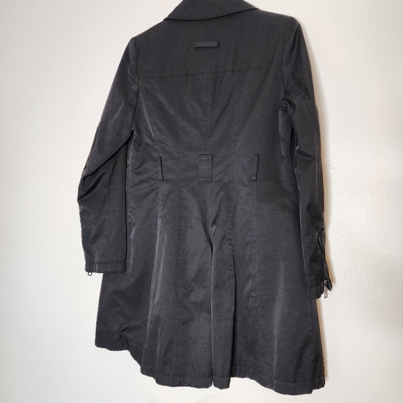 Dkny Black Trench Coat Classic Tailored Design Double Breasted Military Zippers - Picture 9 of 16